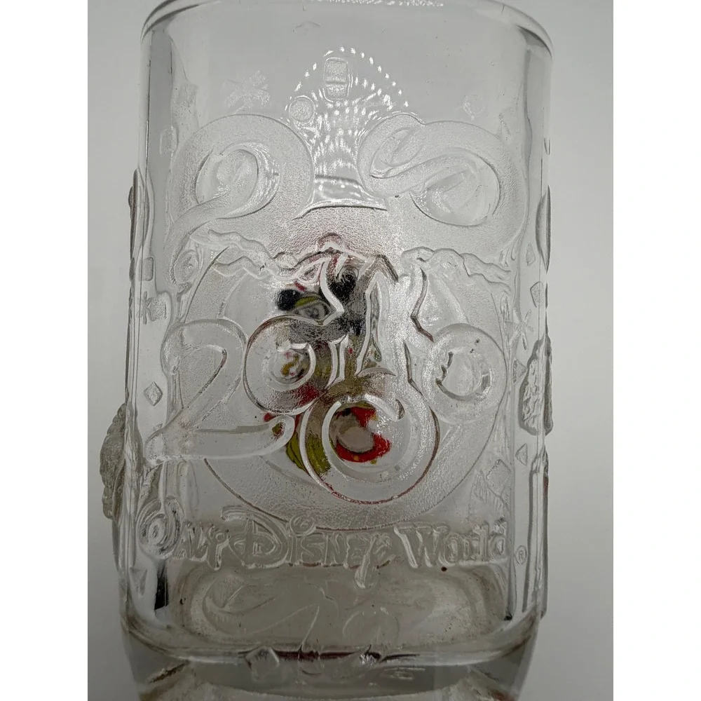 Disney World 2000 McDonald's Glass Safari Mickey Mouse Souvenir Tumbler Clear
